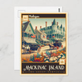 Carte Postale Île Mackinac, Michigan | VINTAGE (Devant / Derrière)