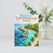Carte Postale Île Pom Pom Malaisie (Debout devant)