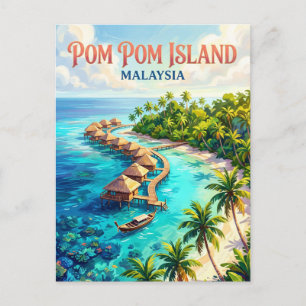 Carte Postale Île Pom Pom Malaisie