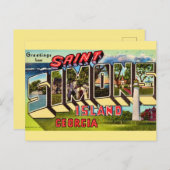 Carte Postale Île Retro St Simons (Devant / Derrière)