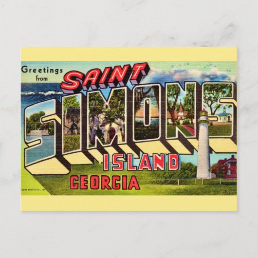 Carte Postale Île Retro St Simons (Devant)