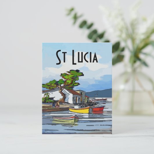 Carte Postale Île Sainte-Lucie, modifier le texte (Debout devant)