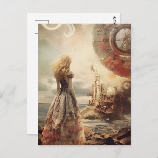 Carte Postale Île spatiale sur une autre planète (Devant / Derrière)