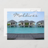 Carte Postale Île tropicale exotique Maldives Bungalow de plage (Devant / Derrière)