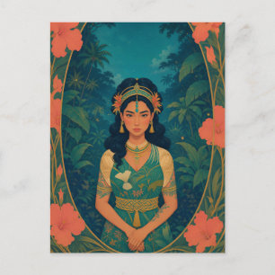 Carte Postale Île tropicale sauvage : portrait de princesse poly