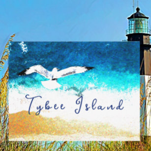 Carte Postale Île Tybee Géorgie Mouette de mer au-dessus de la p