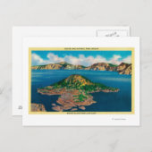 Carte Postale Île Wizard depuis la falaise Llao Crater Lake, OR (Devant / Derrière)