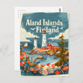 Carte Postale Îles Åland Finlande dessin à main (Devant / Derrière)