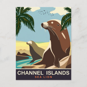 Carte Postale Îles anglo-normandes, Lion de mer, Voyage