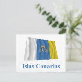 Carte Postale Îles Canaries avec un drapeau avec un nom en espag (Debout devant)