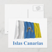 Carte Postale Îles Canaries avec un drapeau avec un nom en espag (Devant / Derrière)