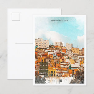 Carte Postale Îles Canaries Espagne Belle peinture à huile Paysa
