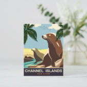 Carte Postale Îles Channel, Lion de mer, Voyage (Debout devant)