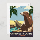 Carte Postale Îles Channel, Lion de mer, Voyage (Devant / Derrière)