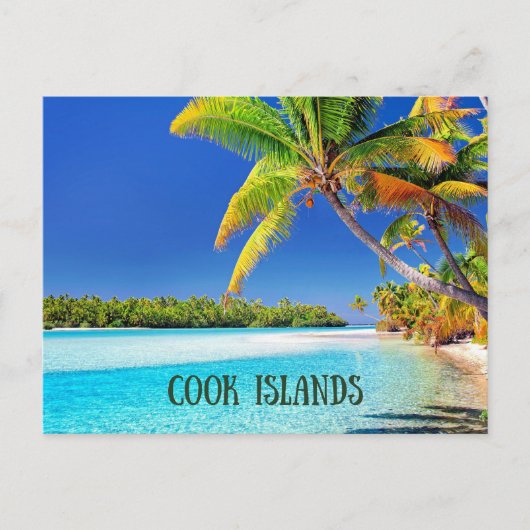 Carte Postale Îles Cook, palmiers tropicaux, (Devant)