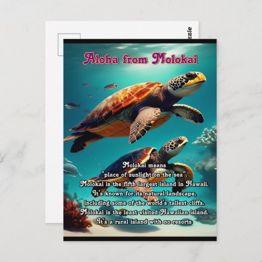 Carte Postale Iles hawaïennes Molokai Aloha (Devant / Derrière)