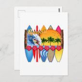Carte Postale Iles Hawaiiennes Surf (Devant / Derrière)
