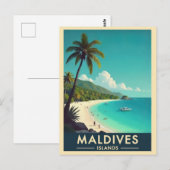 Carte Postale Îles Maldives Plage Vintage Voyage (Devant / Derrière)