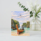 Carte Postale Îles Phi Phi, mer d'Andaman | Plage à l'aquarelle (Debout devant)