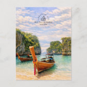 Carte Postale Îles Phi Phi, mer d'Andaman | Plage à l'aquarelle (Devant)