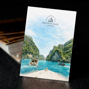 Carte Postale Îles Phi Phi, Thaïlande Souvenir aquarelle
