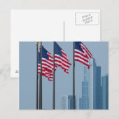 Carte Postale Illinois, Chicago. Navy Pier, drapeaux américains (Devant / Derrière)