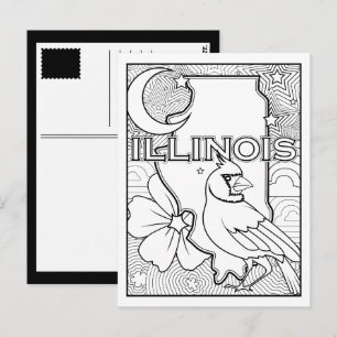 Carte Postale illinois état forme collage couleur me dans