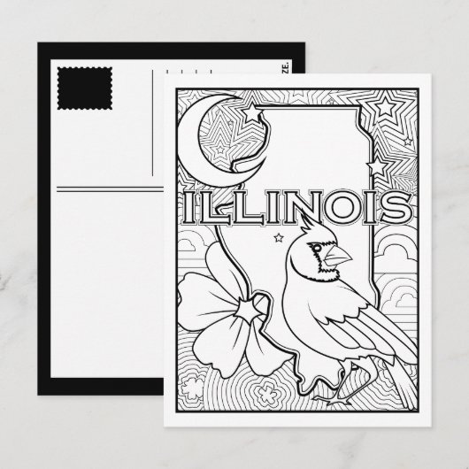 Carte Postale illinois état forme collage couleur me dans (Devant / Derrière)
