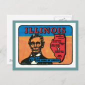 Carte Postale Illinois IL Étiquette Vintage (Devant / Derrière)