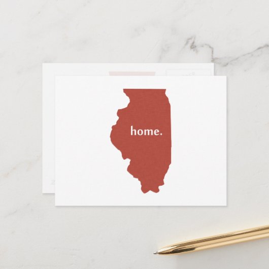 Carte Postale Illinois rouge (Devant/Arrière en situation)