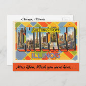 Carte Postale Illinois, salutations de Chicago (Devant / Derrière)