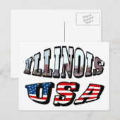 Carte Postale Illinois USA Drapeau et texte de la photo d'état (Devant / Derrière)