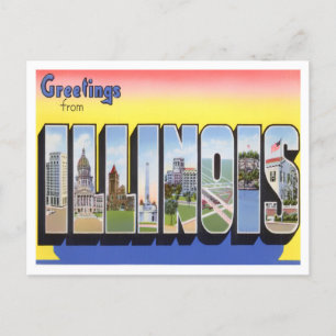 Carte postale Illinois Vintage Big Letters