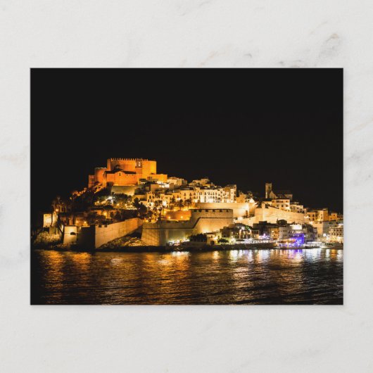 Carte Postale Illumination nocturne du château de Peniscola (Devant)