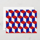 Carte postale - Illusion de bloc rouge, blanc et b (Devant / Derrière)