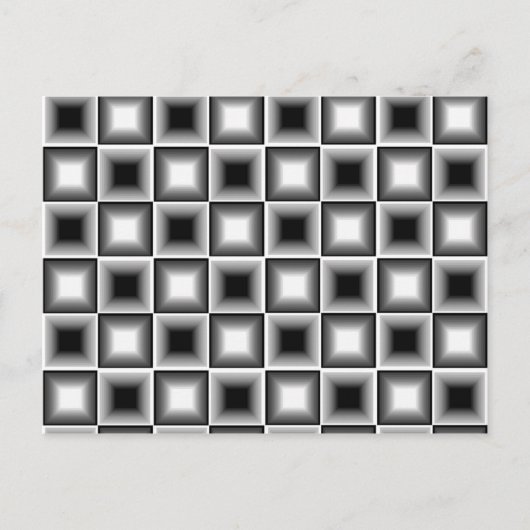 Carte Postale Illusion d'échiquier 3D optique noir blanc gris (Devant)