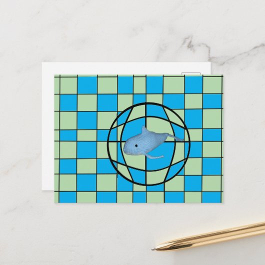 Carte postale - Illusion d'optique et baleine (Devant/Arrière en situation)