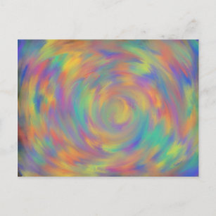 Carte Postale illusion d'optique orange violet spirale art abstr