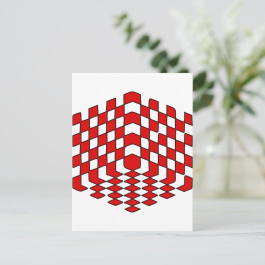 Carte Postale Illusion optique 3D Red Cube (Debout devant)