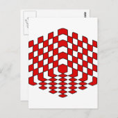 Carte Postale Illusion optique 3D Red Cube (Devant / Derrière)