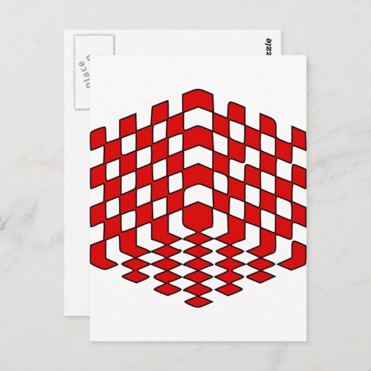 Carte Postale Illusion optique 3D Red Cube (Devant / Derrière)