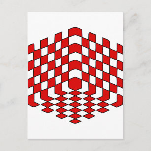 Carte Postale Illusion optique 3D Red Cube