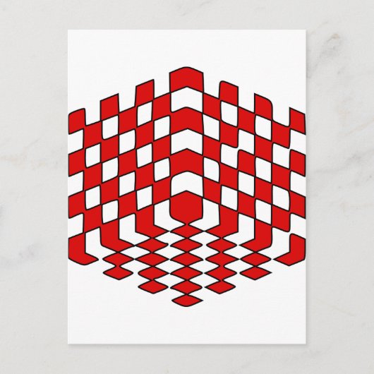 Carte Postale Illusion optique 3D Red Cube (Devant)