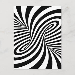 CARTE POSTALE ILLUSION OPTIQUE MOTIF DE ZEBRA BLANC NOIR