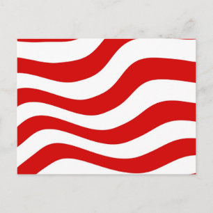 Carte Postale Illusion optique : Zany Wavy Red et White Stripes