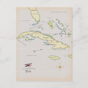 Carte Postale Illustrated map of Cuba
