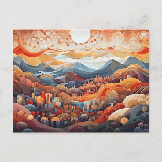 Carte Postale Illustrateur Abstrait Paysage Valley Vs Mountain (Devant)