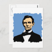 Carte Postale Illustration Abraham Lincoln sur le bleu (Devant / Derrière)