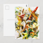 Carte Postale Illustration Abstraite de l'aquarelle de poisson é (Devant / Derrière)