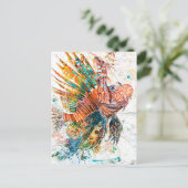 Carte Postale Illustration Abstraite de l'aquarelle du poisson-L (Debout devant)